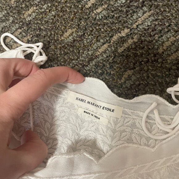 Isabel Marant Etoile "Amel" Embroidered Drop Waist Dress White Boho Chic - Picture 4 of 6